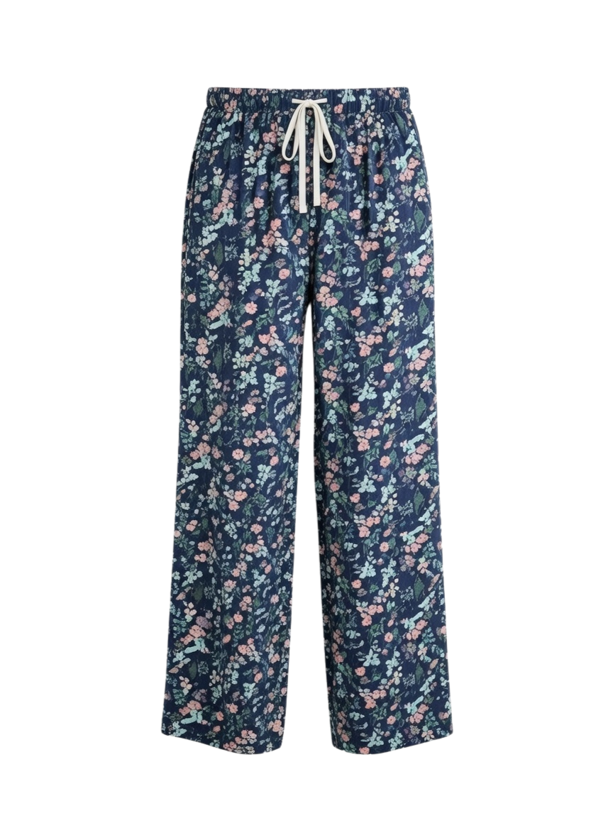 Women’s Floral Print Lounge Palazzo Pants with Drawstring Waist