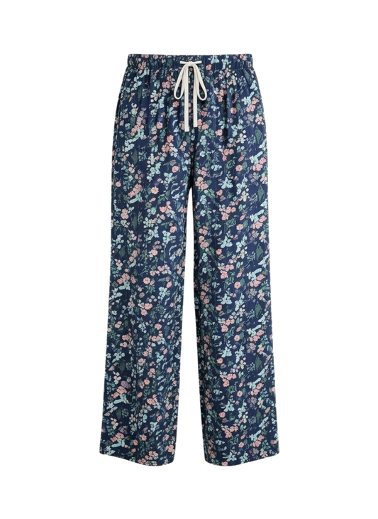 Women’s Floral Print Lounge Palazzo Pants with Drawstring Waist
