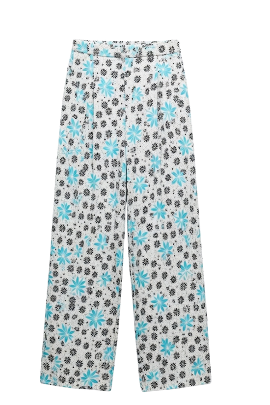 Women’s Floral Print Lounge Pants with Elastic Drawstring Waist