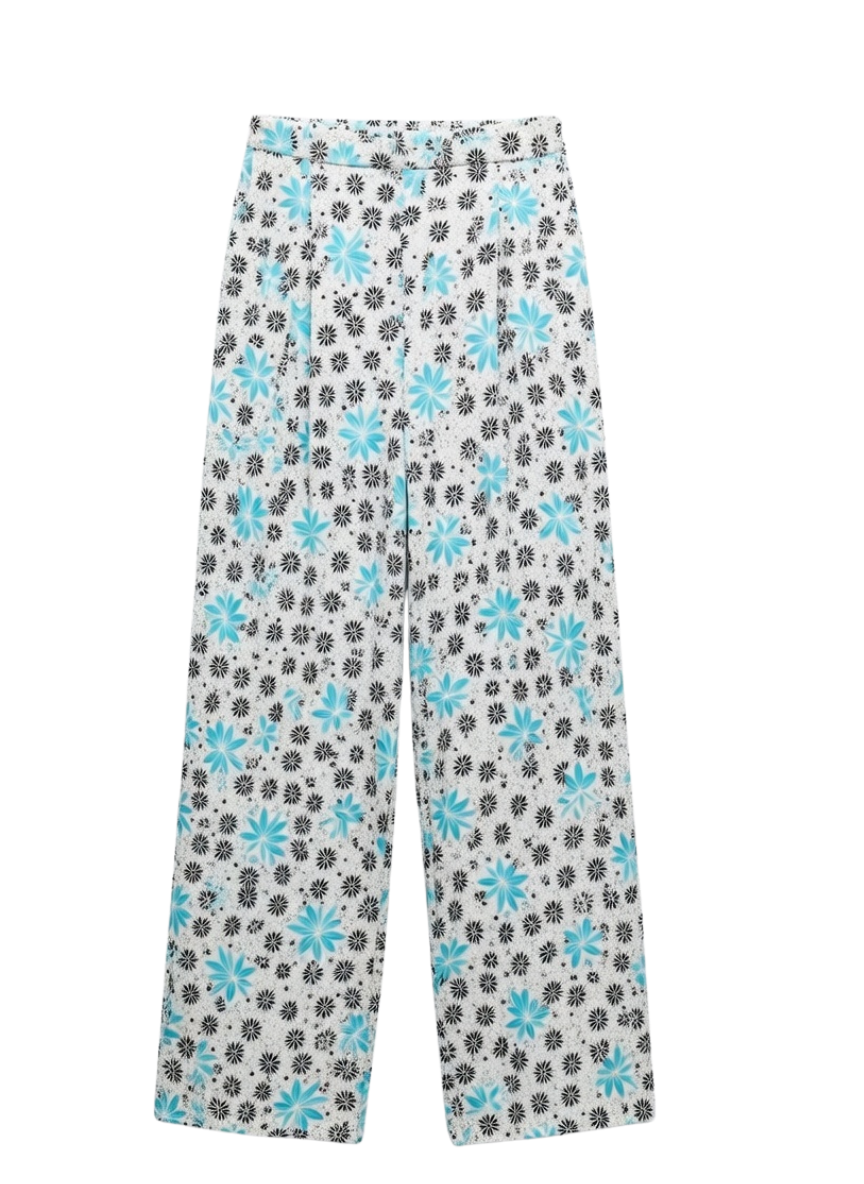 Women’s Floral Print Lounge Pants with Elastic Drawstring Waist