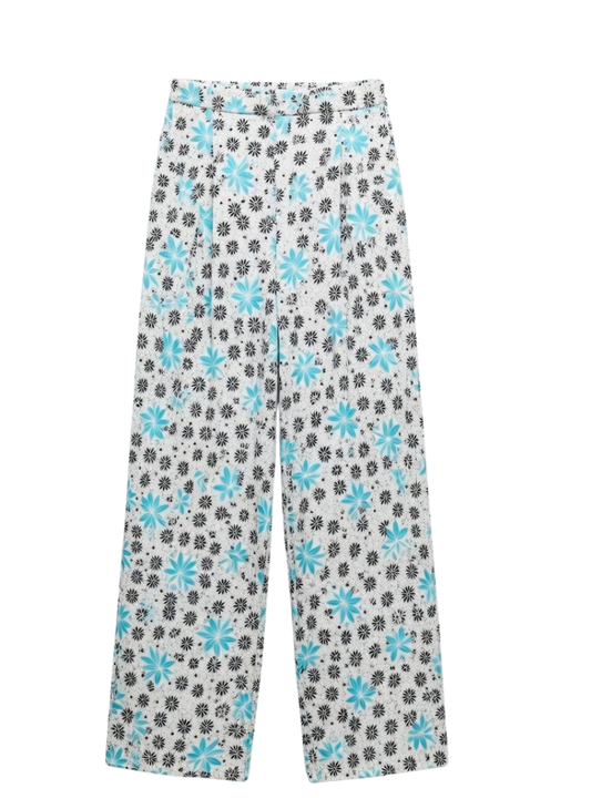 Women’s Floral Print Lounge Pants with Elastic Drawstring Waist