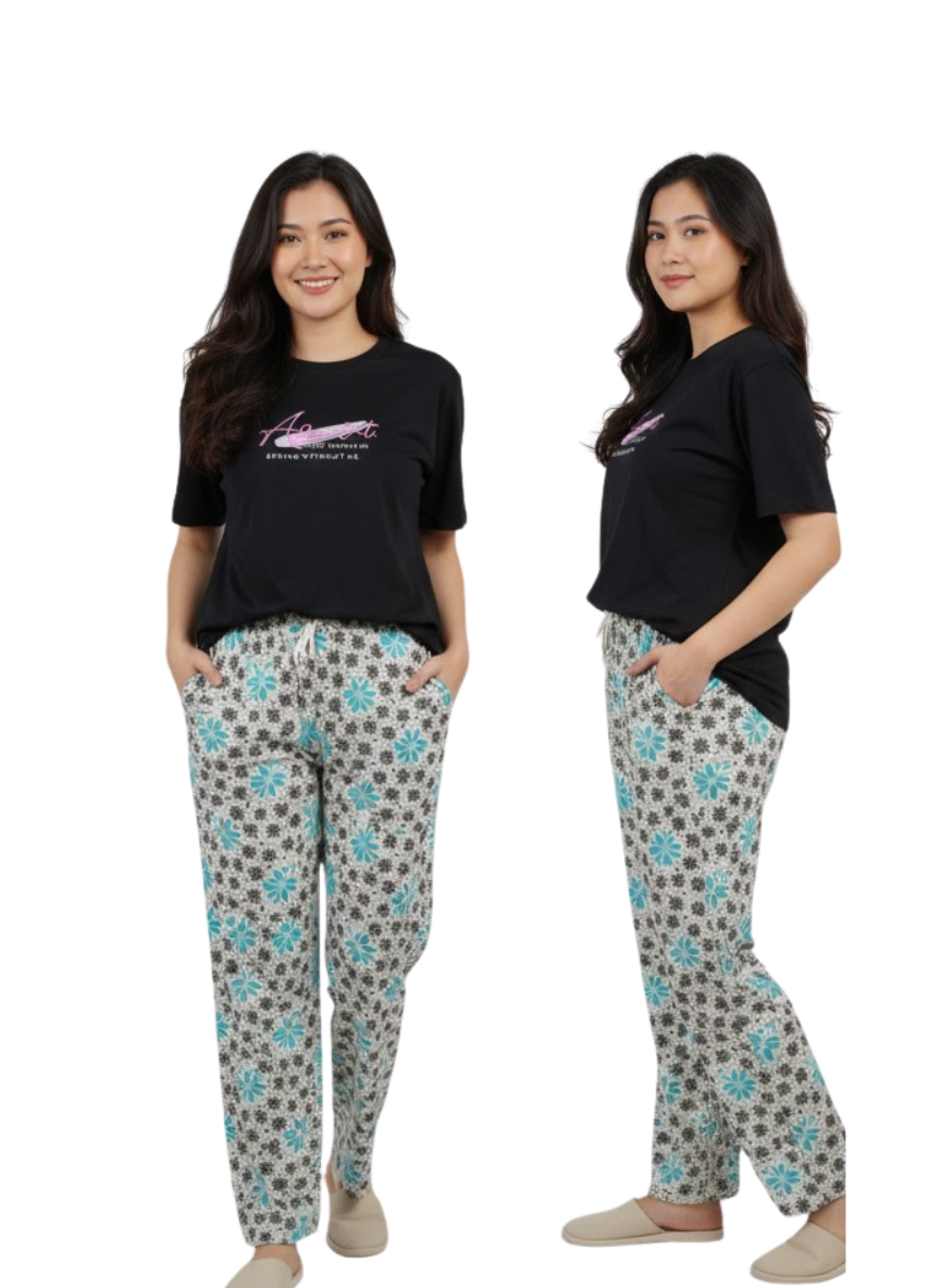 Women’s Floral Print Lounge Pants with Elastic Drawstring Waist