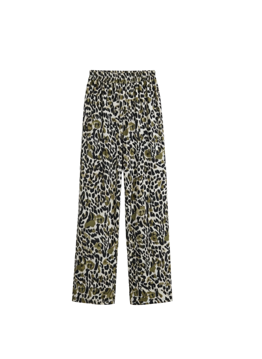 Women’s Leopard Print Lounge Palazzo Pants with Elastic Waist