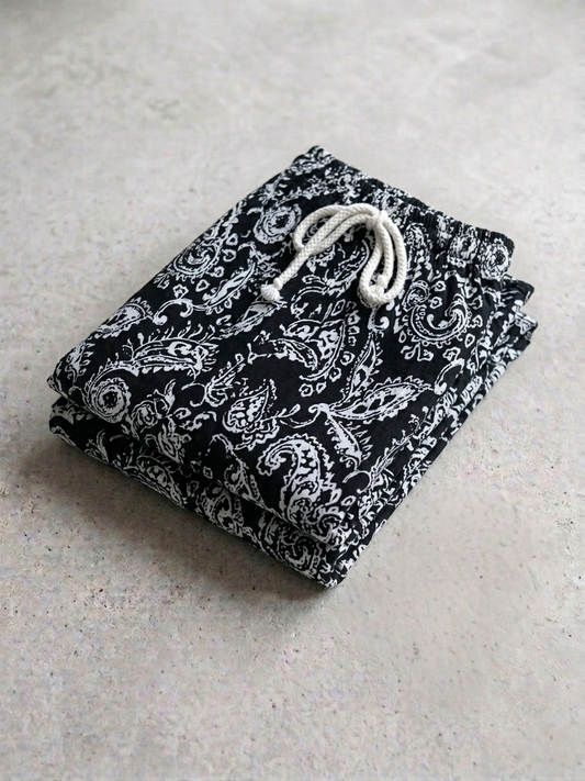 Women’s Black Paisley Printed Palazzo Pants – Relaxed Fit Casual Wear