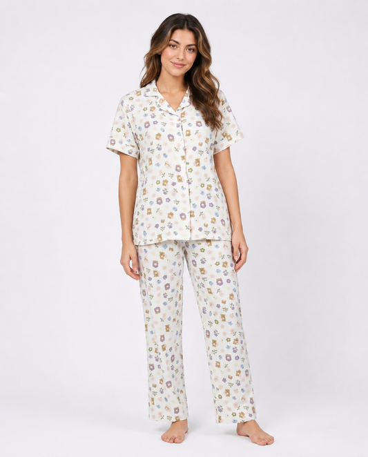 Wildflower Popcorn Crinkle Short-Sleeve Set